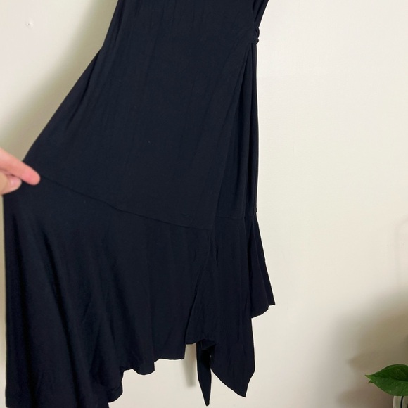 Athleta Womens Windward Modal Black Sleeveless Midi Wrap Dress Picnic Small Chic - Picture 8 of 15